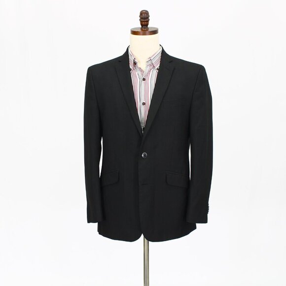 Kenneth Cole Other - Kenneth Cole 42R Black Solid 2-Button Sport Coat Blazer Jacket P386